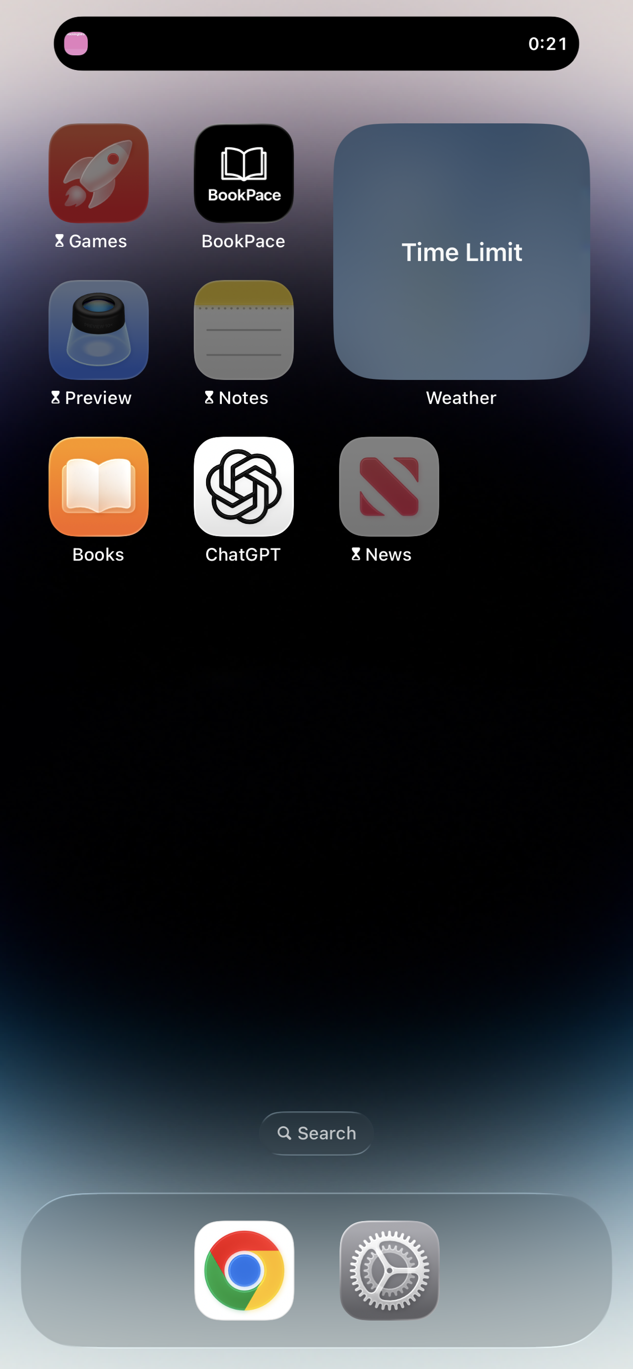 Settings Block Distractions Home Screen